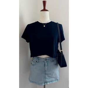 Cotton On Cropped Black Short Sleeve Top Tee Shirt